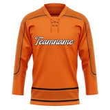 Custom Unisex Orange & Black Pattern Hockey Jersey