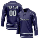 Custom Unisex Purple & Gray Pattern Hockey Jersey