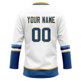 Custom Unisex White & Royal Pattern Hockey Jersey