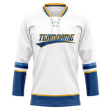 Custom Unisex White & Royal Pattern Hockey Jersey