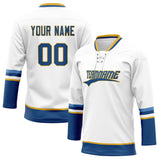 Custom Unisex White & Royal Pattern Hockey Jersey