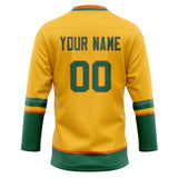 Custom Unisex Gold & Kelly Green Pattern Hockey Jersey