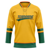 Custom Unisex Gold & Kelly Green Pattern Hockey Jersey