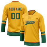 Custom Unisex Gold & Kelly Green Pattern Hockey Jersey