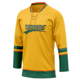 Custom Unisex Gold & Kelly Green Pattern Hockey Jersey