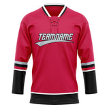 Custom Unisex Pink & Black Pattern Hockey Jersey