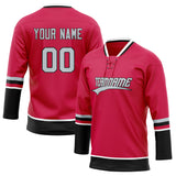 Custom Unisex Pink & Black Pattern Hockey Jersey