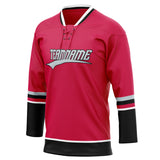 Custom Unisex Pink & Black Pattern Hockey Jersey