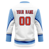 Custom Unisex White & Light Blue Pattern Hockey Jersey