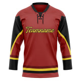 Custom Unisex Crimson & Black Pattern Hockey Jersey