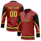 Custom Unisex Crimson & Black Pattern Hockey Jersey