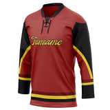 Custom Unisex Crimson & Black Pattern Hockey Jersey