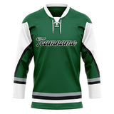 Custom Unisex Kelly Green & White Pattern Hockey Jersey