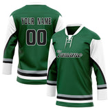 Custom Unisex Kelly Green & White Pattern Hockey Jersey