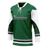 Custom Unisex Kelly Green & White Pattern Hockey Jersey