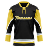 Custom Unisex Black & Yellow Pattern Hockey Jersey