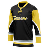 Custom Unisex Black & Yellow Pattern Hockey Jersey