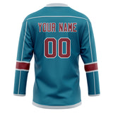 Custom Unisex Teal & Crimson Pattern Hockey Jersey