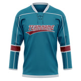 Custom Unisex Teal & Crimson Pattern Hockey Jersey