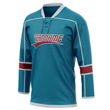 Custom Unisex Teal & Crimson Pattern Hockey Jersey