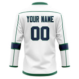 Custom Unisex White & Kelly Green Pattern Hockey Jersey