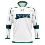 Custom Unisex White & Kelly Green Pattern Hockey Jersey