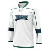 Custom Unisex White & Kelly Green Pattern Hockey Jersey