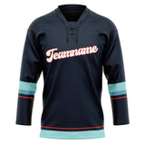 Custom Unisex Black & Teal Pattern Hockey Jersey