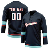 Custom Unisex Black & Teal Pattern Hockey Jersey