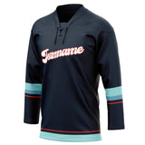 Custom Unisex Black & Teal Pattern Hockey Jersey