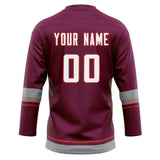 Custom Unisex Crimson & Gray Pattern Hockey Jersey