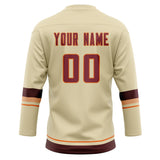 Custom Unisex Cream & Brown Pattern Hockey Jersey