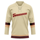 Custom Unisex Cream & Brown Pattern Hockey Jersey