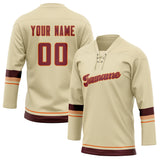 Custom Unisex Cream & Brown Pattern Hockey Jersey