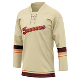 Custom Unisex Cream & Brown Pattern Hockey Jersey