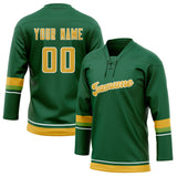 Custom Unisex Green & Gold Pattern Hockey Jersey