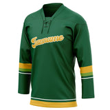 Custom Unisex Green & Gold Pattern Hockey Jersey