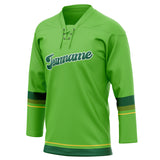 Custom Unisex Neon Green & Green Pattern Hockey Jersey