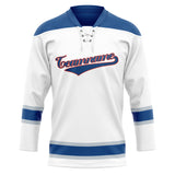 Custom Unisex White & Blue Pattern Hockey Jersey