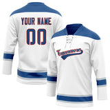 Custom Unisex White & Blue Pattern Hockey Jersey