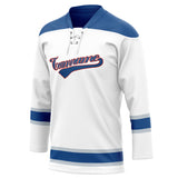 Custom Unisex White & Blue Pattern Hockey Jersey