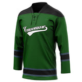 Custom Unisex Kelly Green & Black Pattern Hockey Jersey