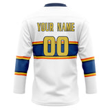 Custom Unisex White & Navy Pattern Hockey Jersey