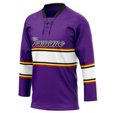 Custom Unisex Purple & White Pattern Hockey Jersey