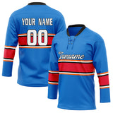 Custom Unisex Blue & Red Pattern Hockey Jersey