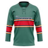 Custom Unisex Green & Red Pattern Hockey Jersey