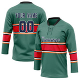 Custom Unisex Green & Red Pattern Hockey Jersey