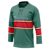 Custom Unisex Green & Red Pattern Hockey Jersey