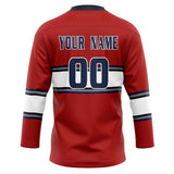 Custom Unisex Red & White Pattern Hockey Jersey