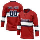 Custom Unisex Red & White Pattern Hockey Jersey